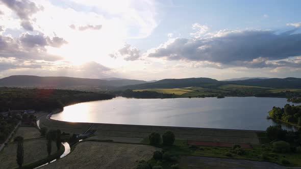 Aerial view of Teply vrch reservoir in Slovakia alt
