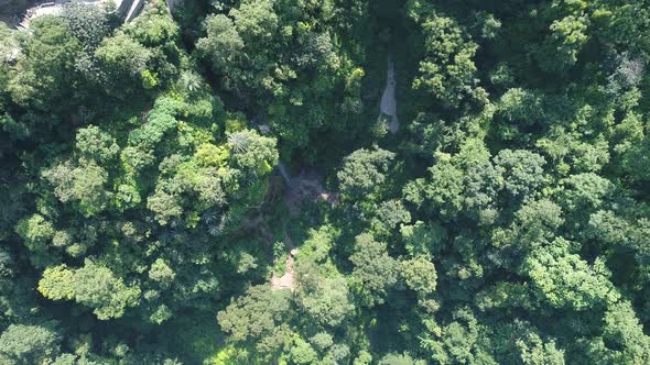 The Ganges river near Rishikesh state of Uttarakhand in India seen from the sky alt