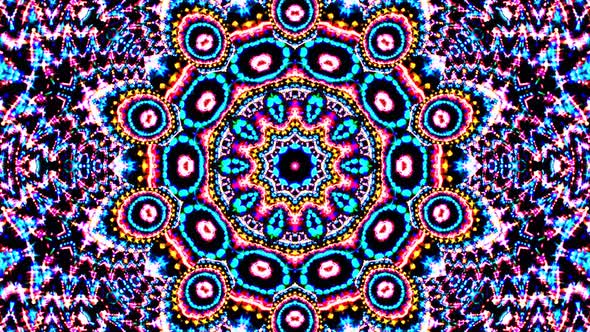 glowing lights that set the movement of the full color of the flower shape on a black background alt