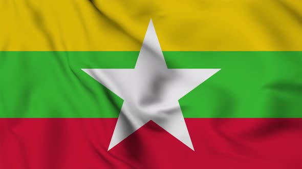 Myanmar flag seamless waving animation