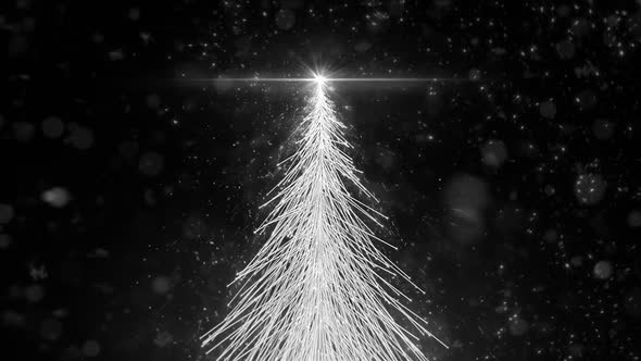 Animated White Christmas Fir Tree Star background seamless loop HD resolution.