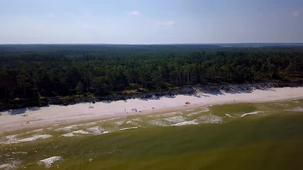 Sandy Beach Aerial Shot.