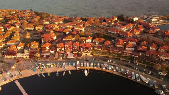 Aerial View of Nesebar Ancient City on the Black Sea Coast of Bulgaria alt