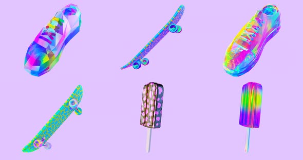 3d stylish objects Animation minimal set with alpha matte. Original funky design