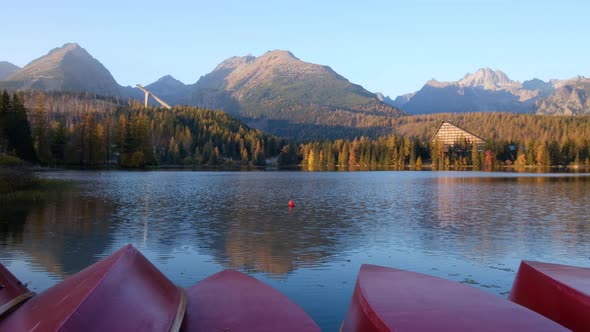 Picturesque Autumn View of Lake Strbske Pleso in High Tatras National Park