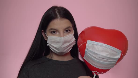 Sad Woman in Protective Mask Looking at Camera