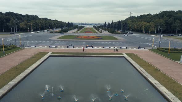 Fountains of Moscow State University Moscow Aerial