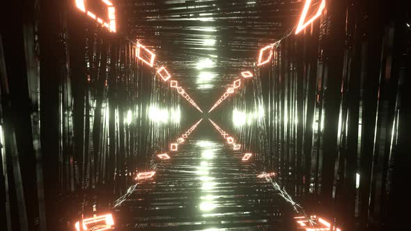 4K Flight in abstract sci-fi tunnel seamless loop. Futuristic motion graphics, high te