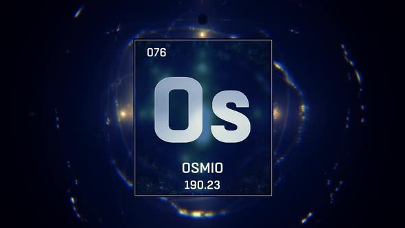 Osmium as Element 76 of the Periodic Table on Blue Background in Spanish Language
