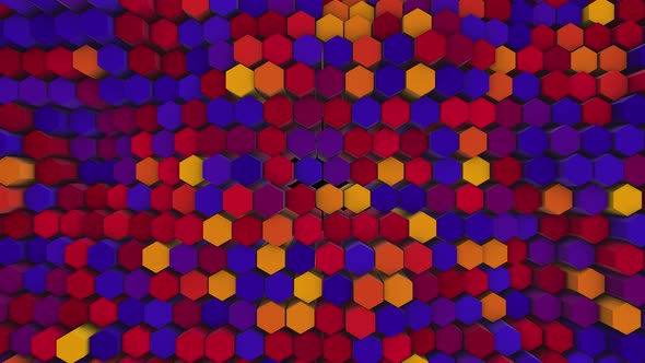 4k Abstract background of 3d hexagons similar to colored pencils. 3d rendering