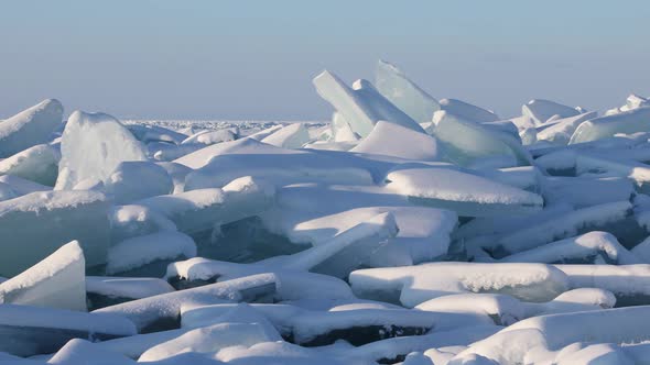 Ice Hummocks on Lake Baikal in Siberia, Russia