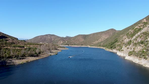 Aerial View of Inland Lake Hodges and Bernardo Mountain, San Diego County, California alt