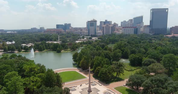 Aerial view of Hermann Park Museum district in Houston, Texas alt