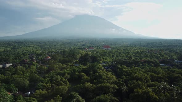 mount agung view at green forest panorama bali alt