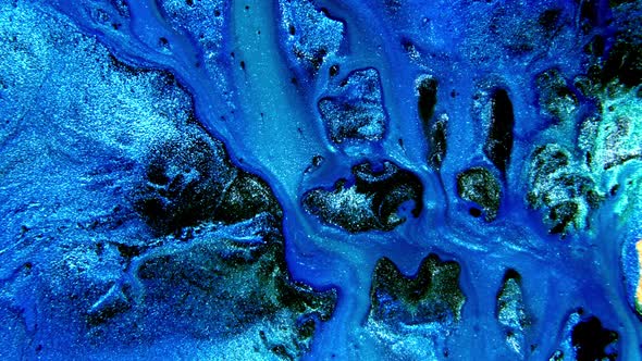 Abstract Ink Painting Blue and Azure Background