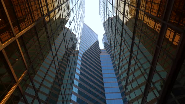 Looking up to High-rise Business Buildings Skyscrapers Futuristic Architecture Hong Kong  alt