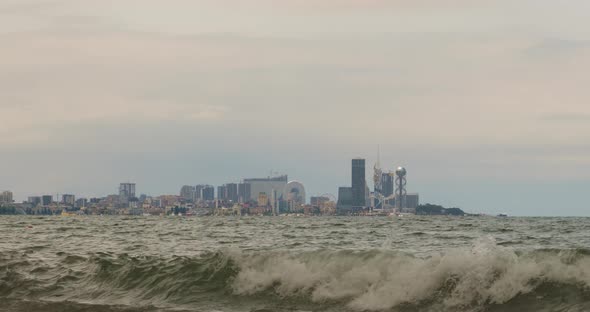 Amazing timelapse of Batumi city skyline. day to night time lapse of Batumi alt