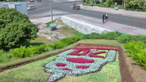 The Annunciation Cathedral Timelapse with Flowerbed Kharkov Ukraine alt