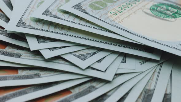 Rotating 100 USA Dollars Banknotes New American One Hundred Dollar Bills
