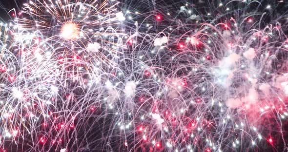 Fireworks show against the background of the night sky alt