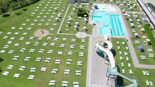 Open Air Pubblic Swimming Pool Aerial View