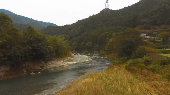 wild flowing river in japan alt
