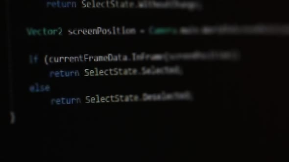 Programming Code On Black Screen. A Programmer Writes A Program. Silicon Valley. Programming Code