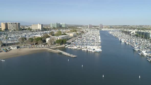 Aerial shot of Marina Del Rey with the marina alt