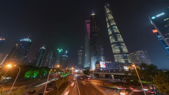 Shanghai, China  | Downtown Shanghai's Traffic at Night alt