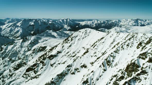 Snowy Alpine Mountains Landscape Aerial Panorama