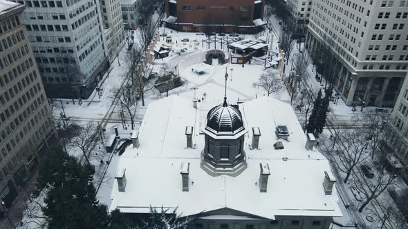 Snow Covered Courthouse in Downtown Portland During Winter alt