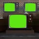An exhibition of old-fashioned retro color tv sets with tuner antennas. - VideoHive Item for Sale