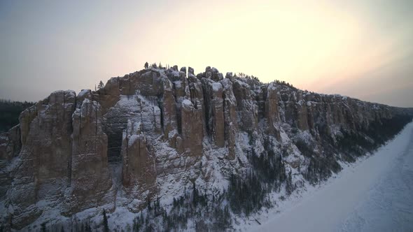 Rocks and Woods in Russian Siberia in Winter alt