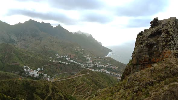 Aerial View of Green Mountain Hills with Builtup Villas Luxury for Seasonal Rent Housing Surrounded alt