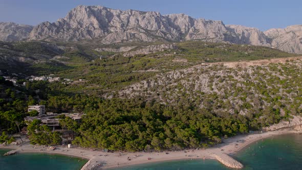 Drone  Aerial Flight Showing the Mountains at the Sea Coast