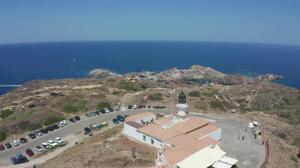 Drone Flight Over Lighthouse on Cap De Creus Cape alt