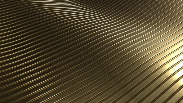 3D rendering closeup abstract gold slicing wavy background