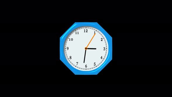 Aqua Rim Realistic 3d Wall Clock Isolated In Black Background alt