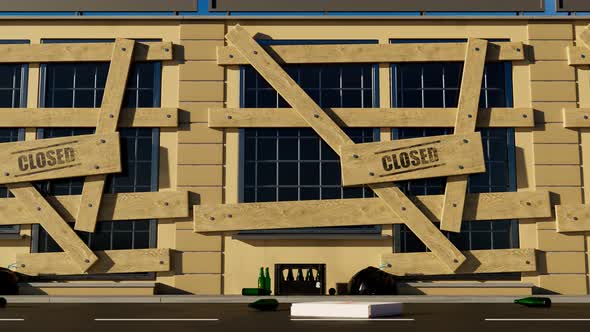 Closed stores due to covid-19. Temporary stores closures from coronavirus. alt