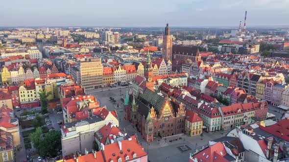 Aerial view of Rynek square in Wroclaw, Poland