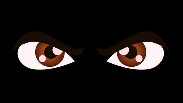 An evil but funny cartoon look of eyes on a black background by mastak80