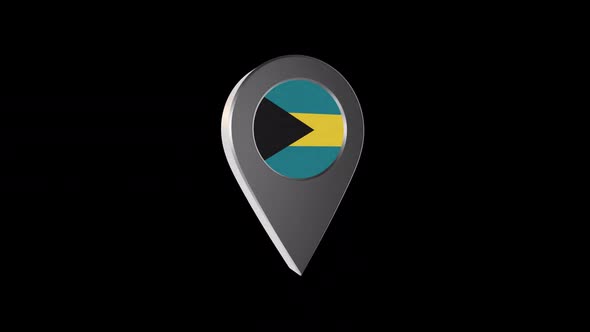 3d Animation Map Navigation Pointer With Bahamas Flag With Alpha Channel - 2K alt