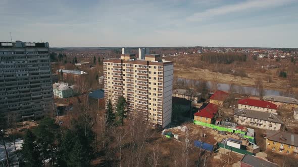 Aerial Shot of Residential Area in Suburbs, Russia alt