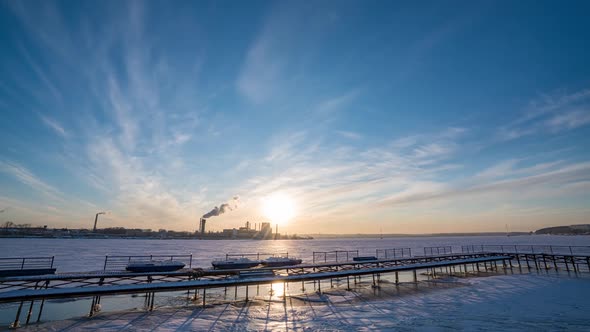 Beautiful Winter Sunset in the City Time Lapse  Video alt