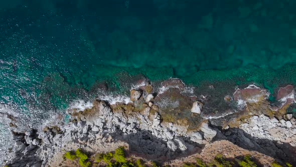 Aerial View. Beautiful Rocky Coast Near the Sea. alt