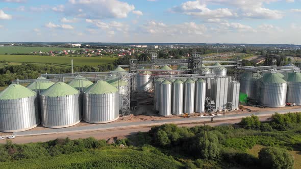 The Base of the Granary. Construction Site of Elevators. Agricultural Industry. Harvesting Cereals