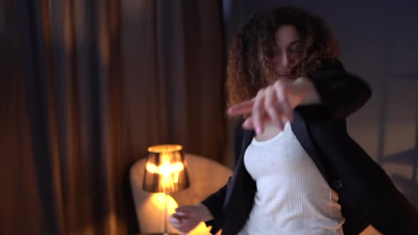 Adult Business Woman is Extremely Happy with Her Work Results alt