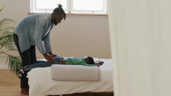 Father and son at home alt