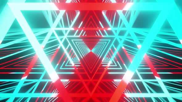 Red And Aqua Triangle Travel Vj Loop Background Tunnel HD alt