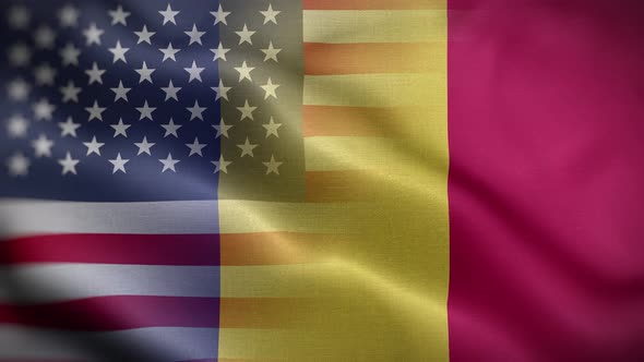 USA Romania Flag Loop Background 4K
